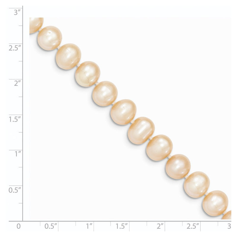 14K Yellow Gold 8 9mm Pink Egg Shape Fresh Water Cultured Pearl Necklace