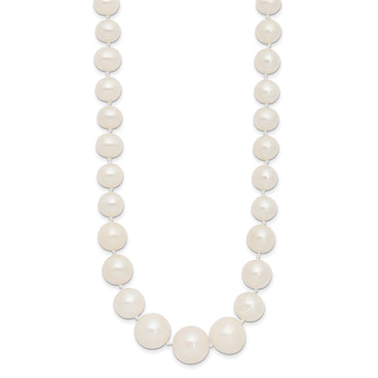 14K Yellow Gold 7 11mm White Freshwater Cultured Pearl Graduated 18 Inch Necklace