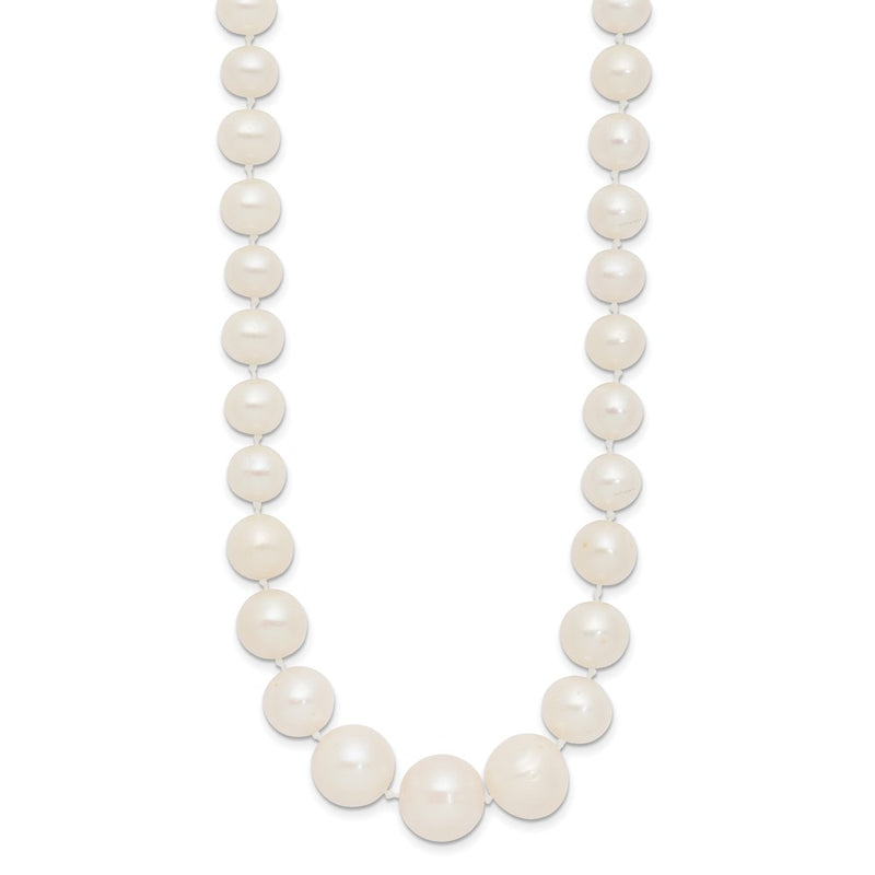14K Yellow Gold 7 11mm White Freshwater Cultured Pearl Graduated 18 Inch Necklace