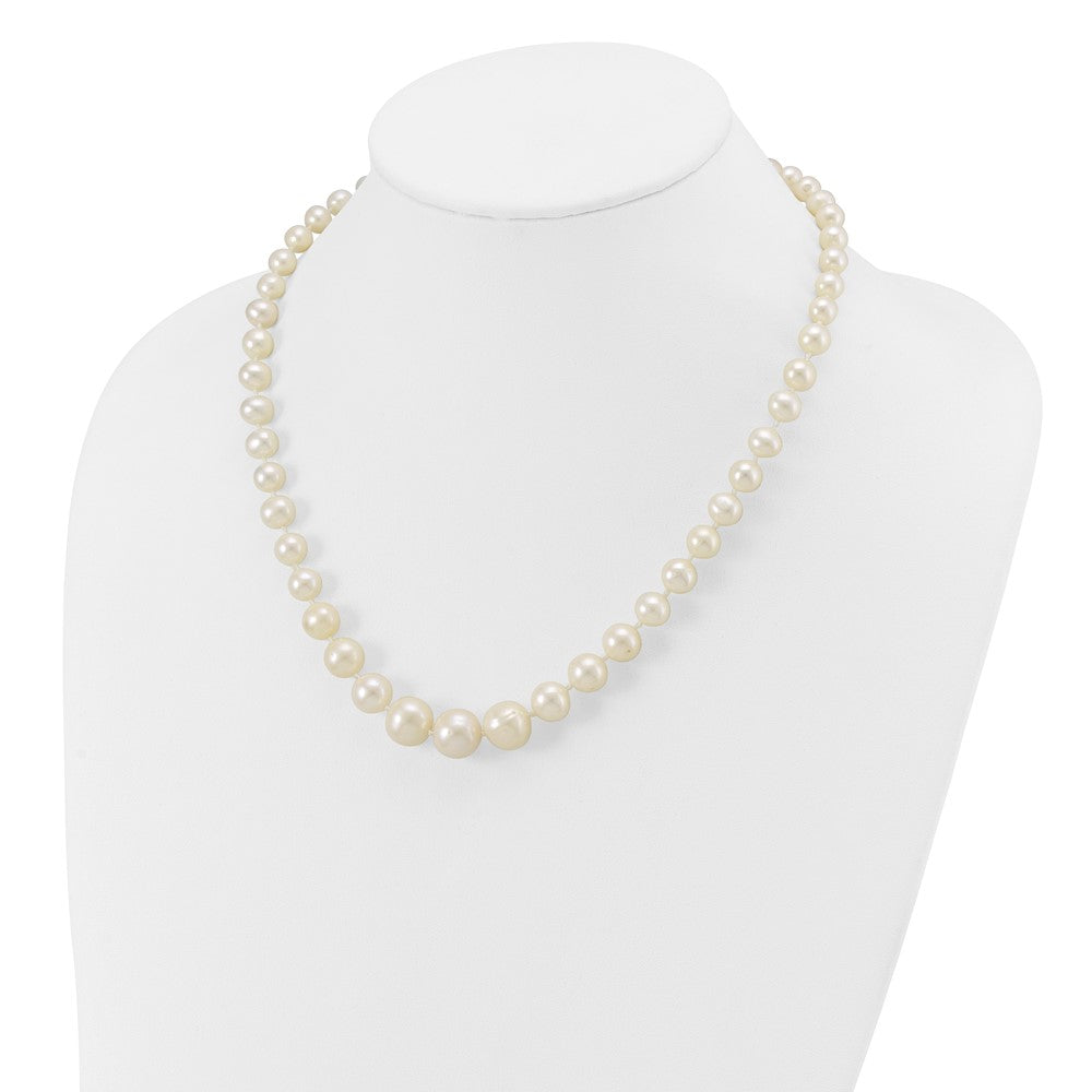 14K Yellow Gold 7 11mm White Freshwater Cultured Pearl Graduated 18 Inch Necklace
