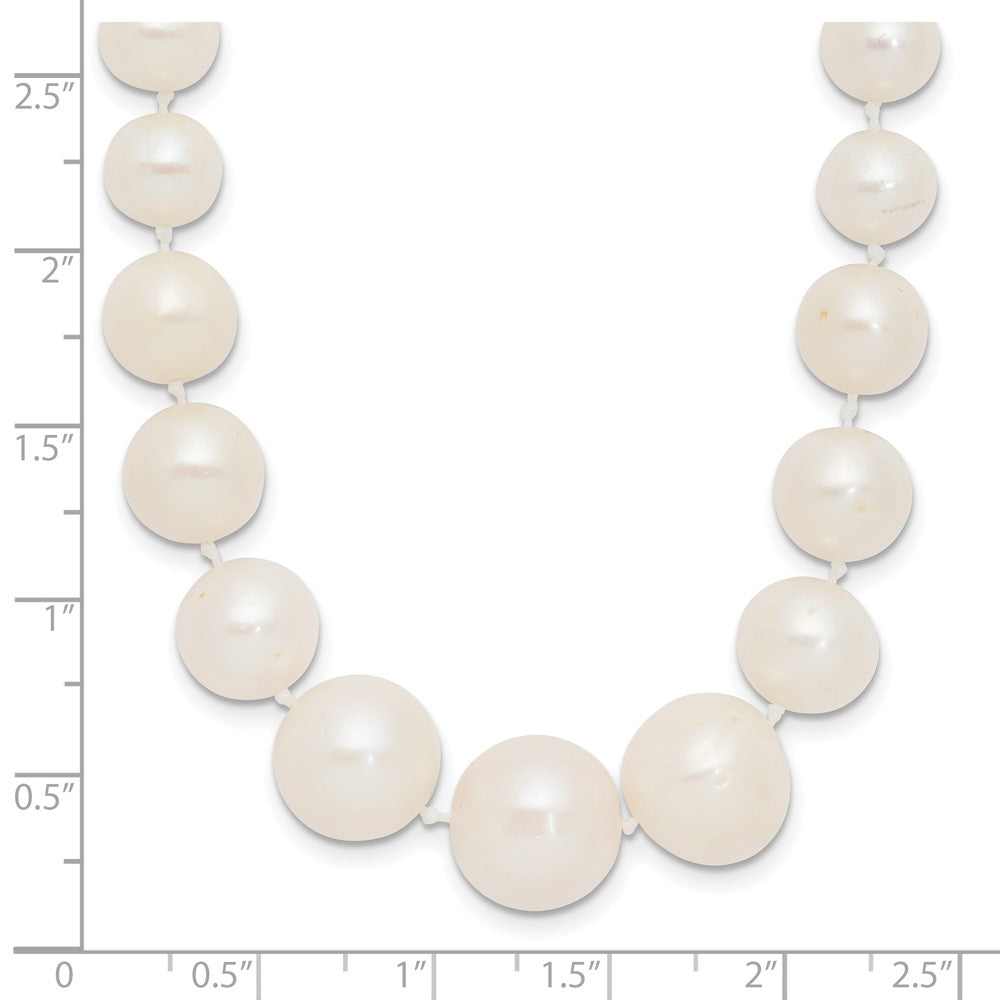 14K Yellow Gold 7 11mm White Freshwater Cultured Pearl Graduated 18 Inch Necklace