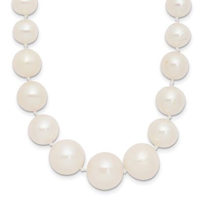 14K Yellow Gold 7 11mm White Freshwater Cultured Pearl Graduated 18 Inch Necklace