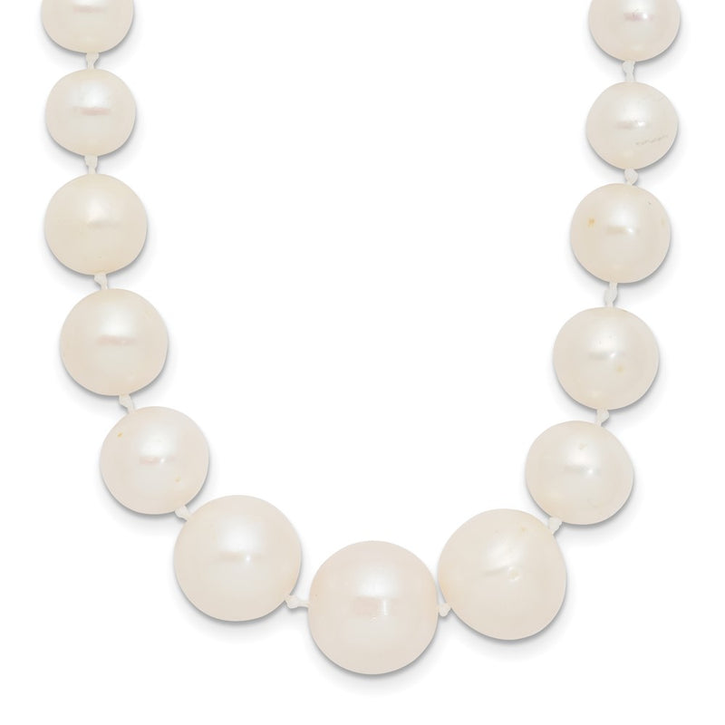 14K Yellow Gold 7 11mm White Freshwater Cultured Pearl Graduated 18 Inch Necklace
