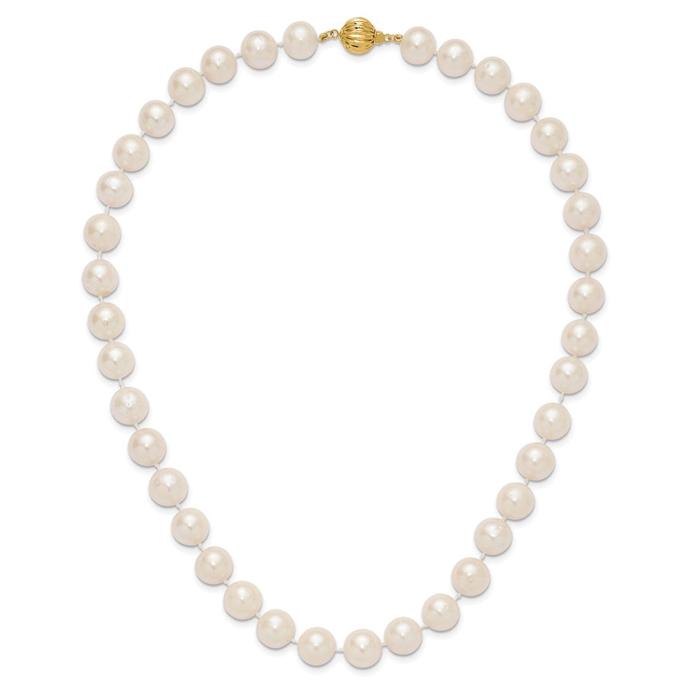 14K Yellow Gold 11 12mm White Near Round Freshwater Cultured Pearl 18 Inch Necklace