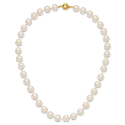 14K Yellow Gold 11 12mm White Near Round Freshwater Cultured Pearl 18 Inch Necklace