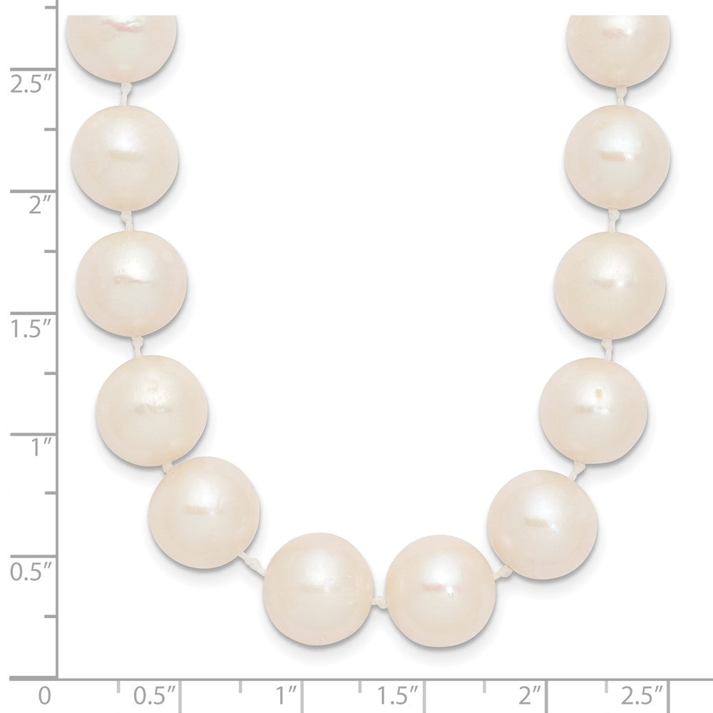 14K Yellow Gold 11 12mm White Near Round Freshwater Cultured Pearl 18 Inch Necklace