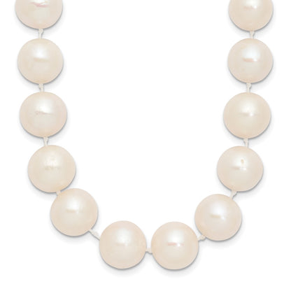 14K Yellow Gold 11 12mm White Near Round Freshwater Cultured Pearl 18 Inch Necklace