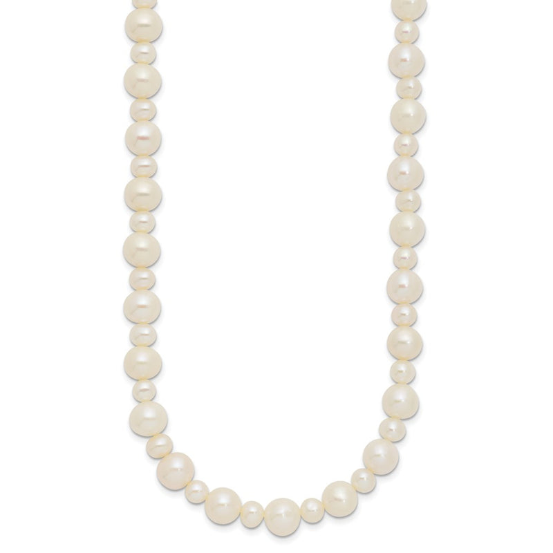 14K White Gold 5 8mm Near Round Freshwater Cultured Pearl 18 Inch Necklace