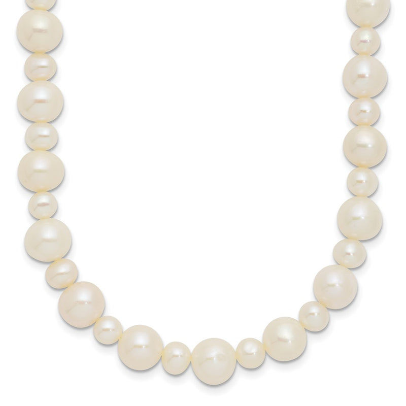 14K White Gold 5 8mm Near Round Freshwater Cultured Pearl 18 Inch Necklace