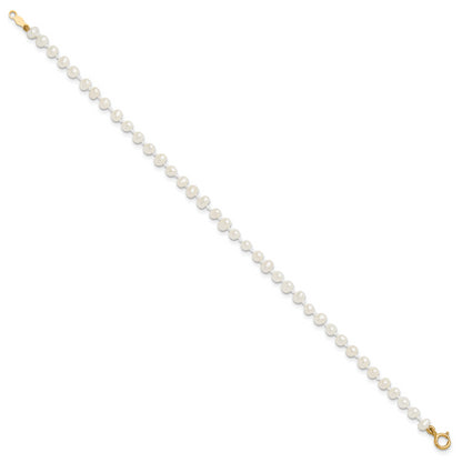 14K Yellow Gold Madi K 3 4mm White Egg Shape Freshwater Cultured Pearl 6 Inch Bracelet