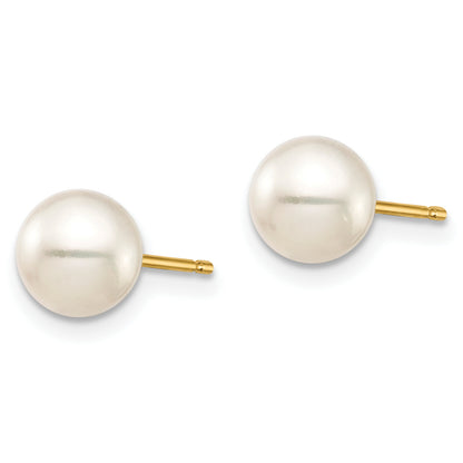 14K Yellow Gold 6 7mm Black And White Round Freshwater Cultured Pearl 2 Pair Stud Post Earrings Set