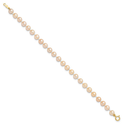 14K Yellow Gold Madi K 4-5mm Pink Freshwater Cultured Pearl 5.5" Bracelet & Earrings Set