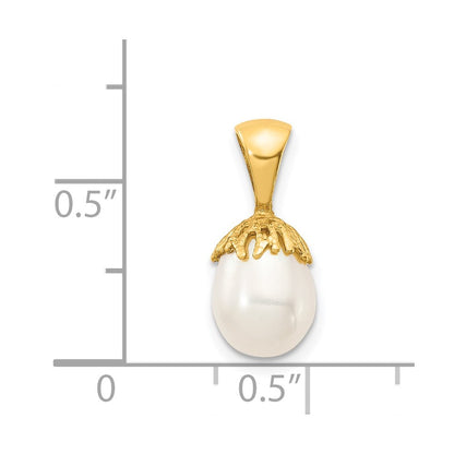 14k Yellow Gold 14K 7-8mm White Rice Freshwater Cultured Pearl Pendant
