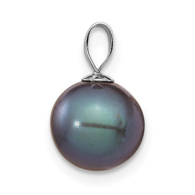 14k White Gold 14K White Gold 8-9mm Black Round Freshwater Cultured Pearl Pendant