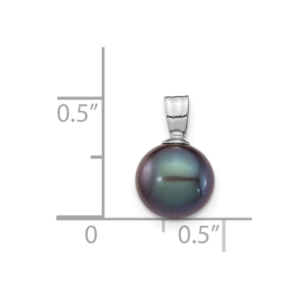 14k White Gold 14K White Gold 8-9mm Black Round Freshwater Cultured Pearl Pendant