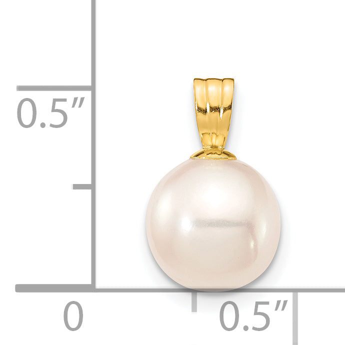 14k Yellow Gold 14K 8-9mm White Round Freshwater Cultured Pearl Pendant