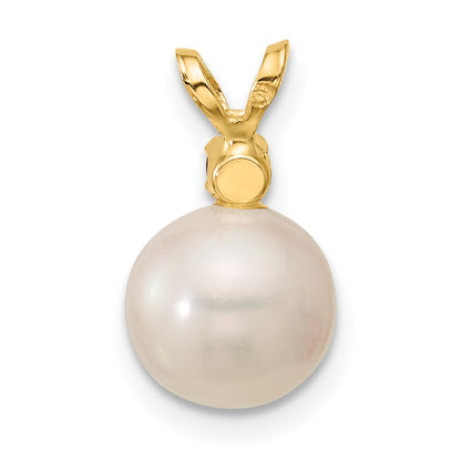 14k Yellow Gold 14k 8-8.5mm White Round Freshwater Cultured Pearl and .09CI Citrine Pendant