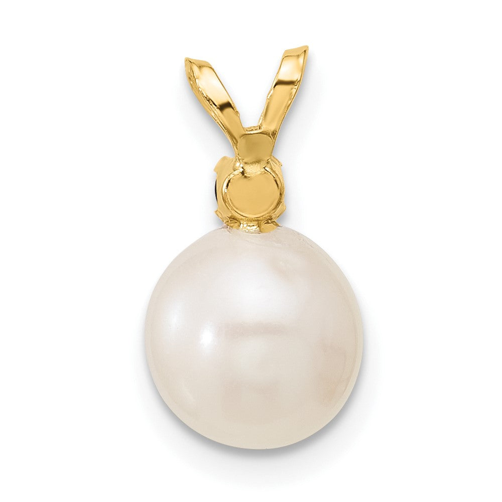14K Yellow Gold Sapphire 8-8.5mm White Round Fwc Pearl Pendant