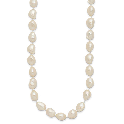 14K Yellow Gold 7X11 White Baroque Freshwater Cultured Pearl 18 Inch Necklace