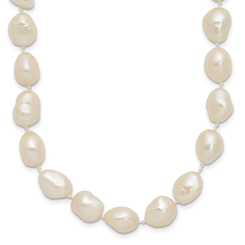 14K Yellow Gold 7X11 White Baroque Freshwater Cultured Pearl 18 Inch Necklace