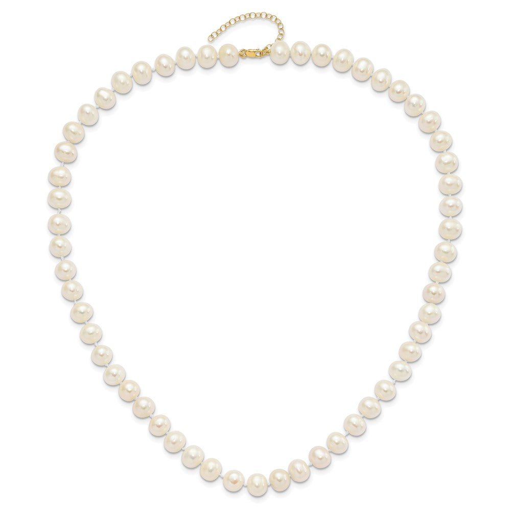 14K Yellow Gold 8-9mm Near Rnd Fwc Pearl Earring w/1in Ext Bracelet w/2in Necklace Set