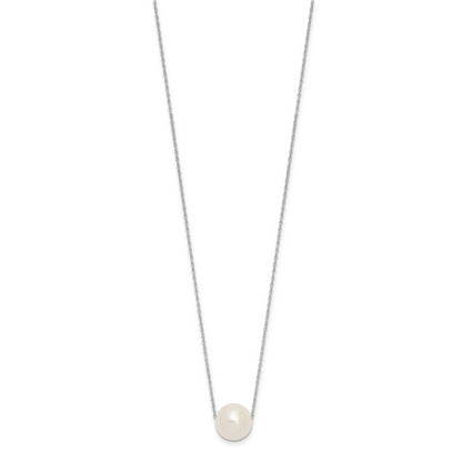 14K White Gold 10 11mm Semi Round Freshwater Cultured Pearl Rope 17 Inch Necklace