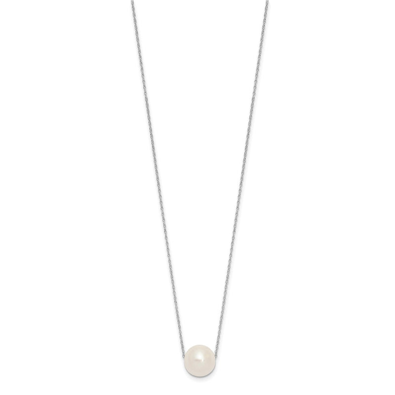 14K White Gold 10 11mm Semi Round Freshwater Cultured Pearl Rope 17 Inch Necklace