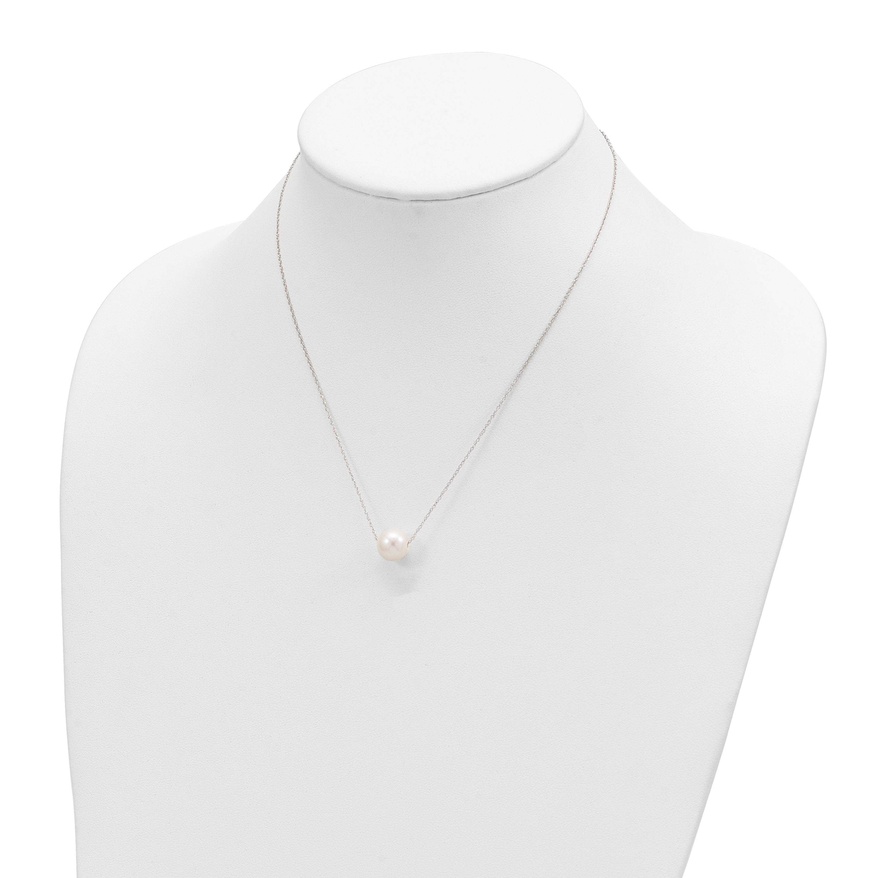 14K White Gold 10 11mm Semi Round Freshwater Cultured Pearl Rope 17 Inch Necklace