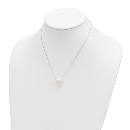 14K White Gold 10 11mm Semi Round Freshwater Cultured Pearl Rope 17 Inch Necklace