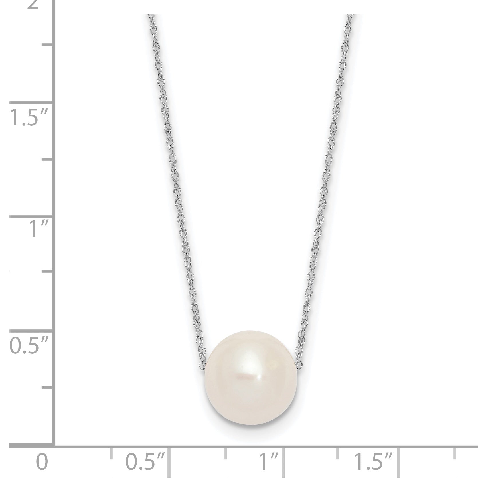 14K White Gold 10 11mm Semi Round Freshwater Cultured Pearl Rope 17 Inch Necklace