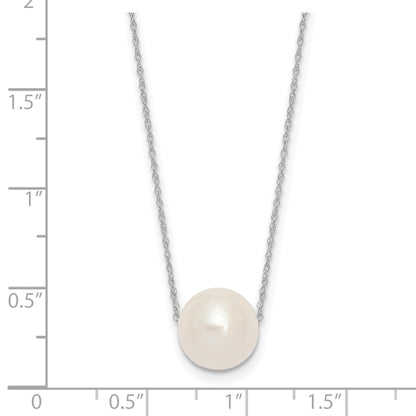14K White Gold 10 11mm Semi Round Freshwater Cultured Pearl Rope 17 Inch Necklace