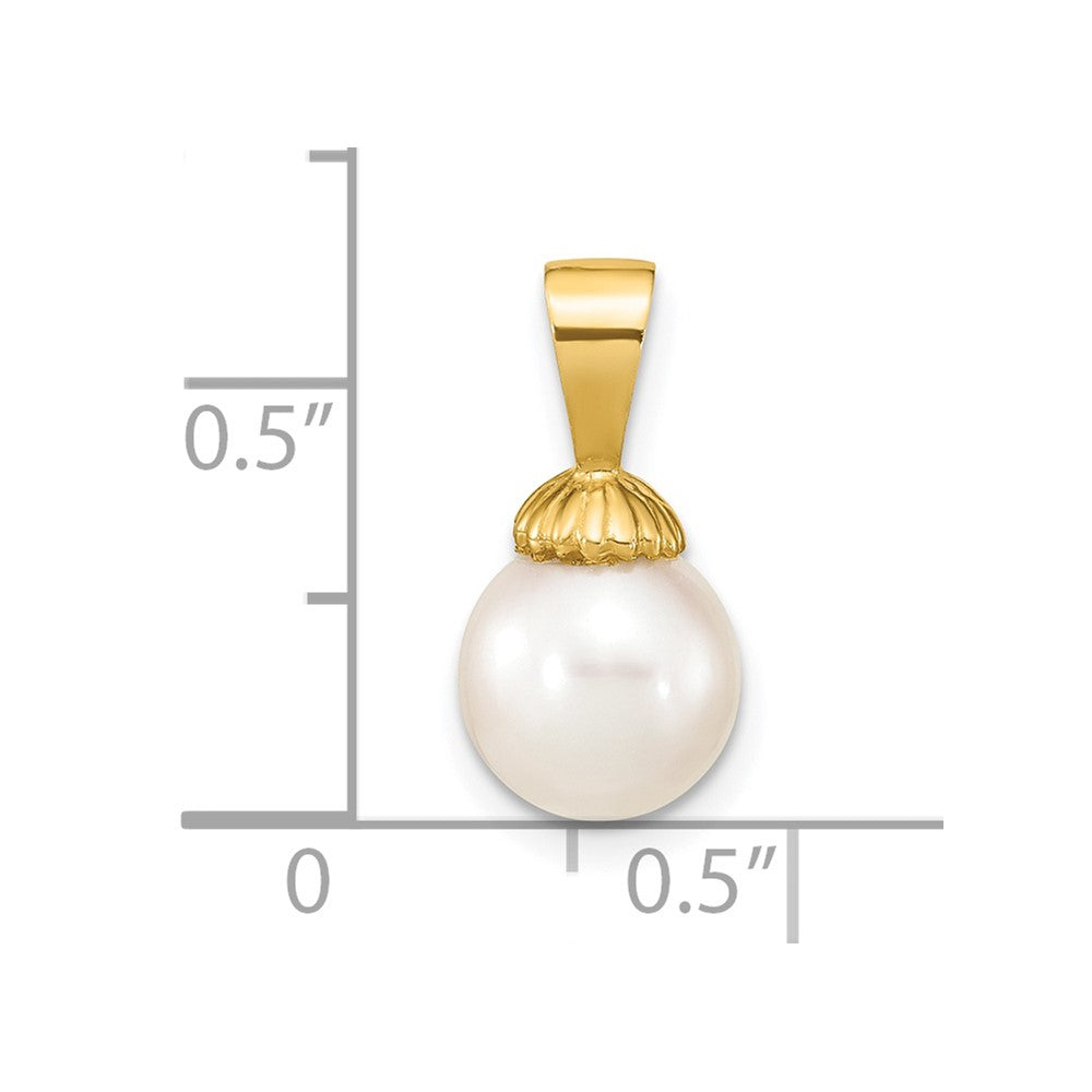 14k Yellow Gold 14K 8-9mm White Round Freshwater Pearl Pendant