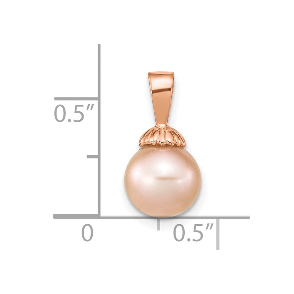 14k Rose Gold 14k Rose Gold 8-9mm Pink Round Freshwater Cultured Pearl Pendant