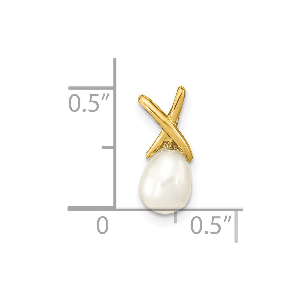 14k Yellow Gold 14K 5-6mm White Teardrop Freshwater Cultured Pearl Pendant