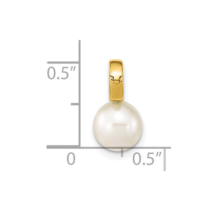 14k Yellow Gold 14K 7-8mm White Round Freshwater Cultured Pearl Hinged Bail Charm