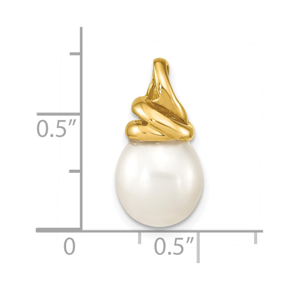 14k Yellow Gold 14K 9-10mm White Rice Freshwater Cultured Pearl Pendant