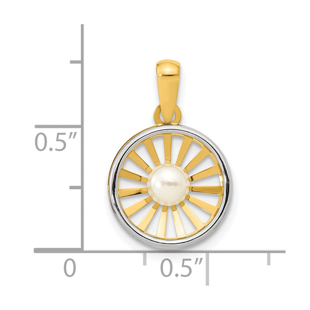 14k Two-tone 14K Two-tone Polished 4-5mm Freshwater Cultured Pearl Circle Pendant