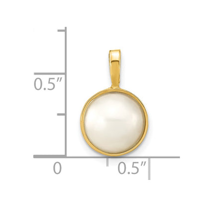 14k Yellow Gold 14K 9-10mm White Saltwater Mabe Pearl Pendant