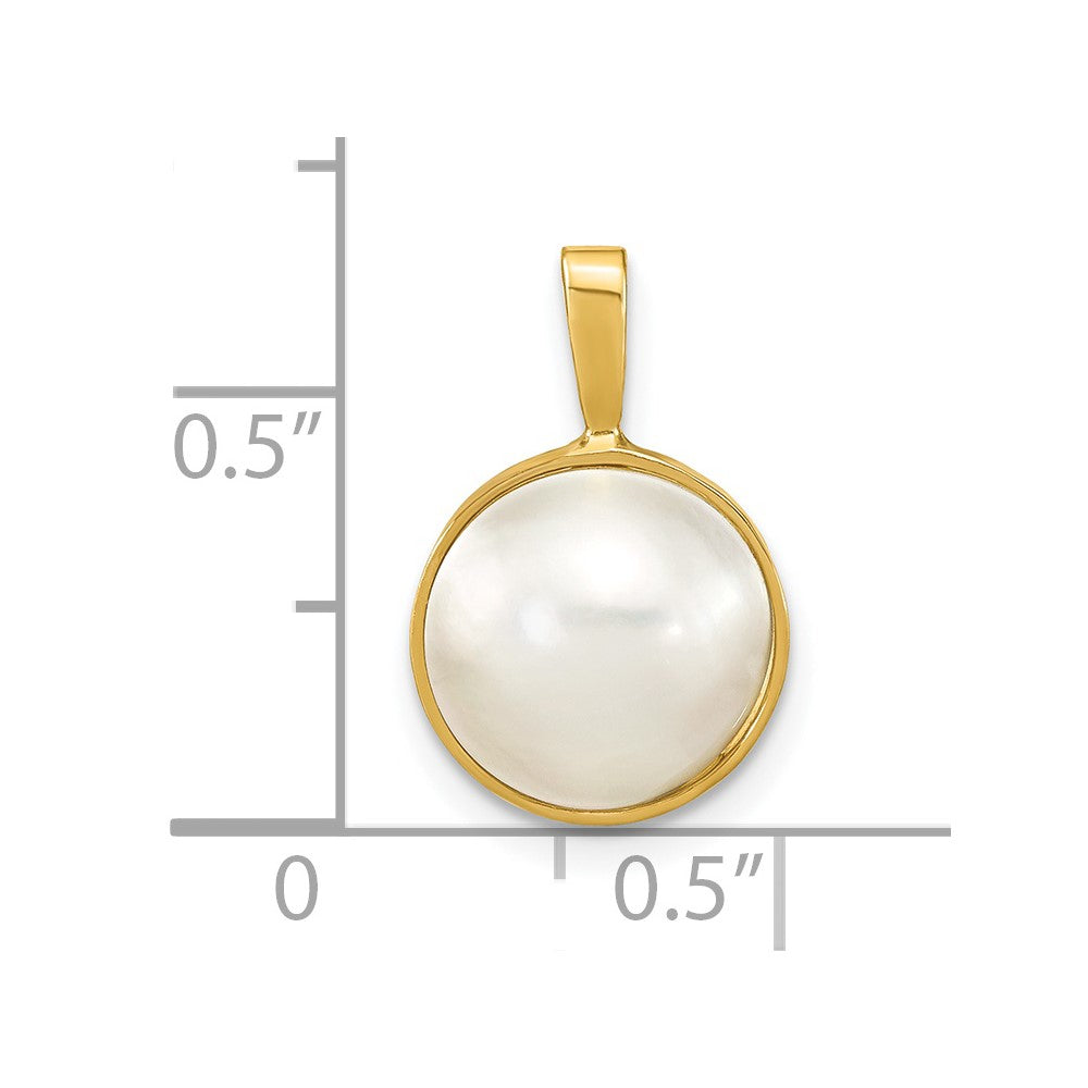 14k Yellow Gold 14K 10-11mmWhite Saltwater Mabe Pearl Pendant