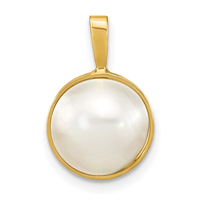 14k Yellow Gold 14K 10-11mmWhite Saltwater Mabe Pearl Pendant