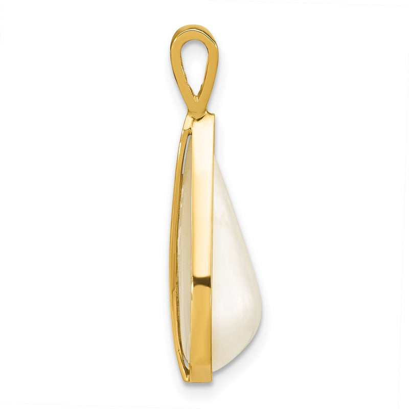 14k Yellow Gold 14K 10x18mm White Teardrop Saltwater Mabe Pearl Pendant