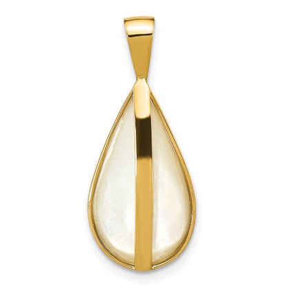 14k Yellow Gold 14K 10x18mm White Teardrop Saltwater Mabe Pearl Pendant