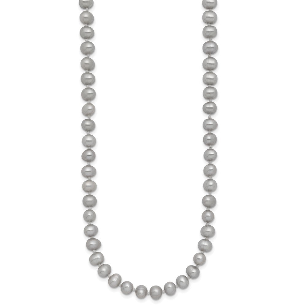 14K Yellow Gold 5-6mm Near Round Grey Fwc Pearl 16in Necklace