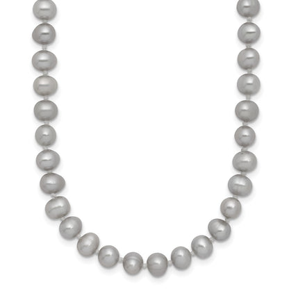 14K Yellow Gold 5-6mm Near Round Grey Fwc Pearl 16in Necklace
