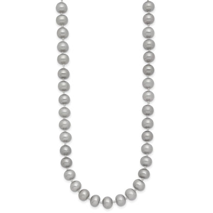 14K Yellow Gold 6-7mm Near Round Grey Fwc Pearl 16in Necklace