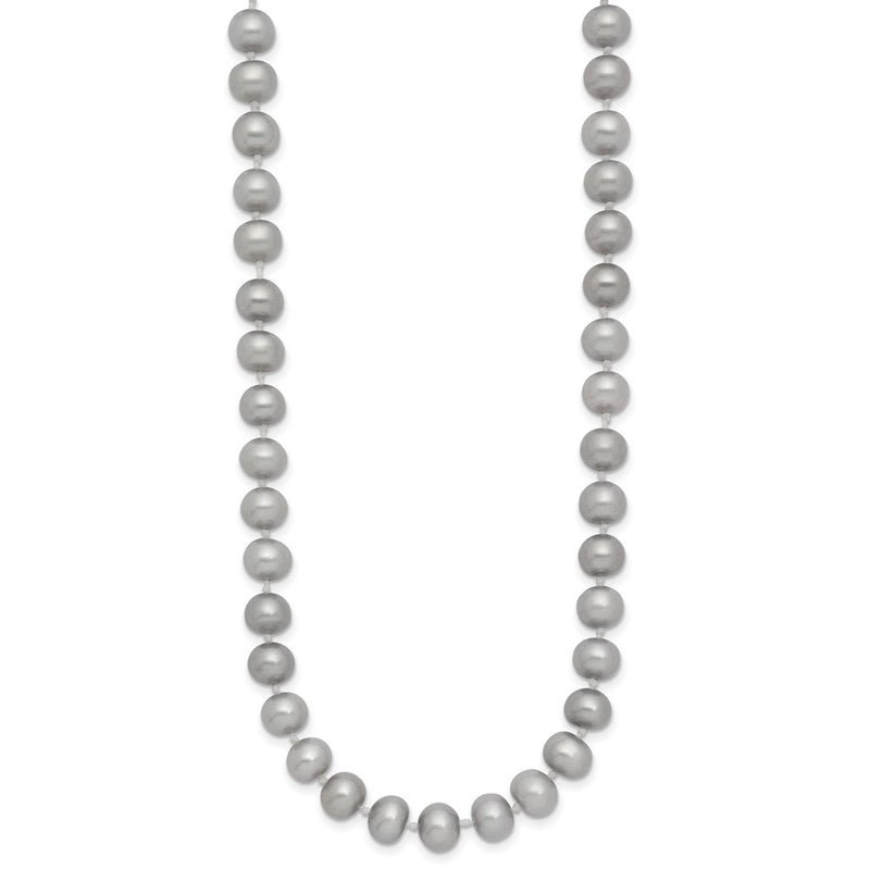 14K Yellow Gold 6-7mm Near Round Grey Fwc Pearl 16in Necklace
