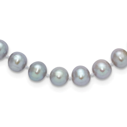 14K Yellow Gold 7-8mm Near Round Grey Fwc Pearl 16in Necklace