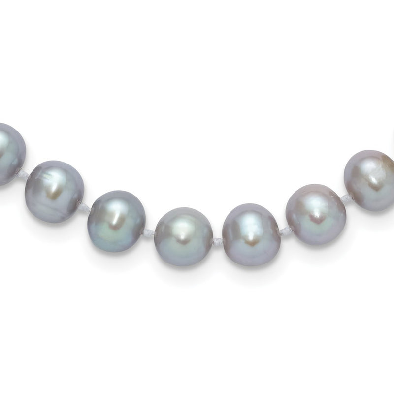 14K Yellow Gold 7-8mm Near Round Grey Fwc Pearl 16in Necklace