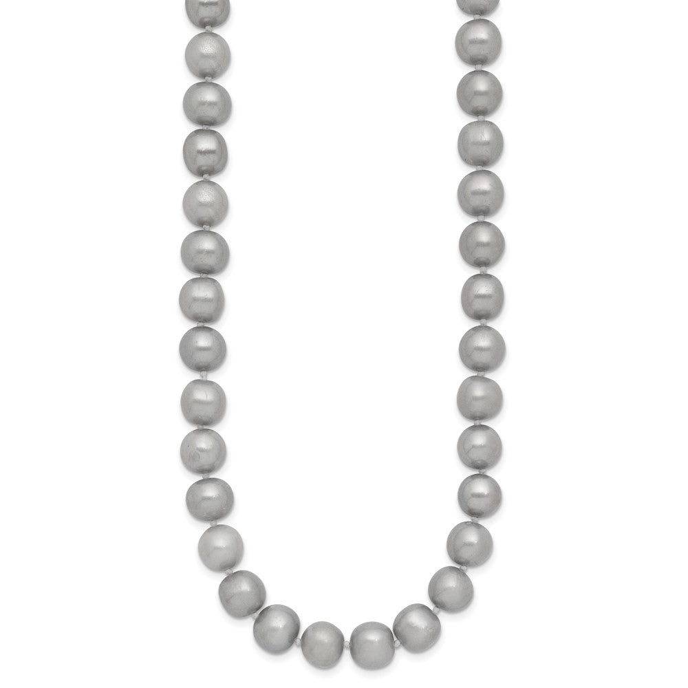 14K Yellow Gold 8-9mm Near Round Grey Fwc Pearl 16in Necklace