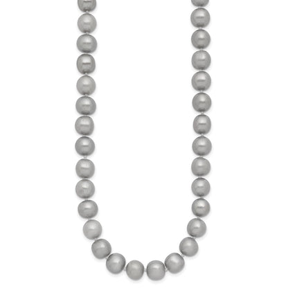 14K Yellow Gold 8-9mm Near Round Grey Fwc Pearl 16in Necklace